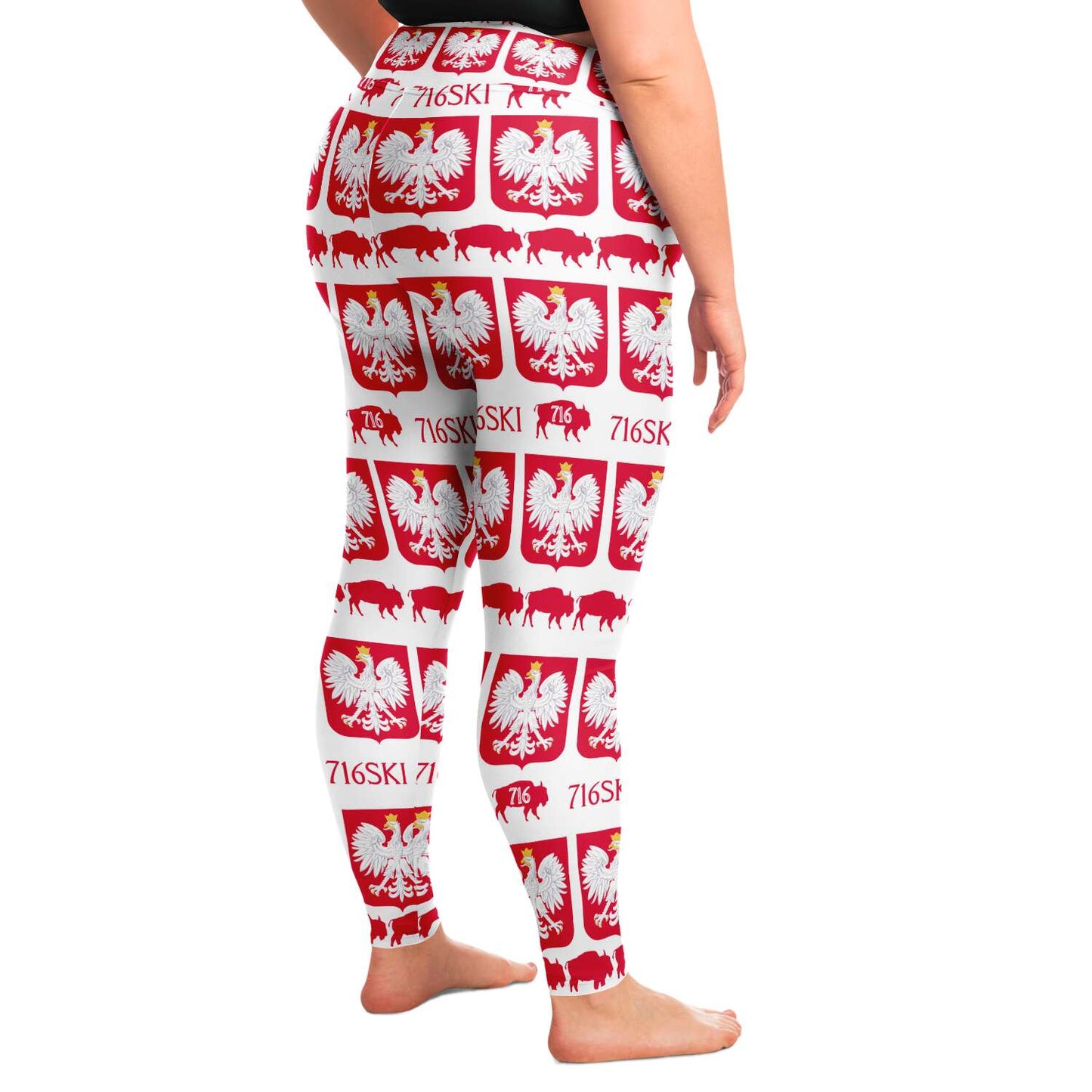 Polska Dyngus Day Plus Size Leggings Buffalo 716SKI RED WHITE style Curvy
