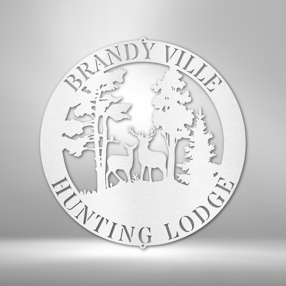 Personalized Deer in woods scene - Steel Sign