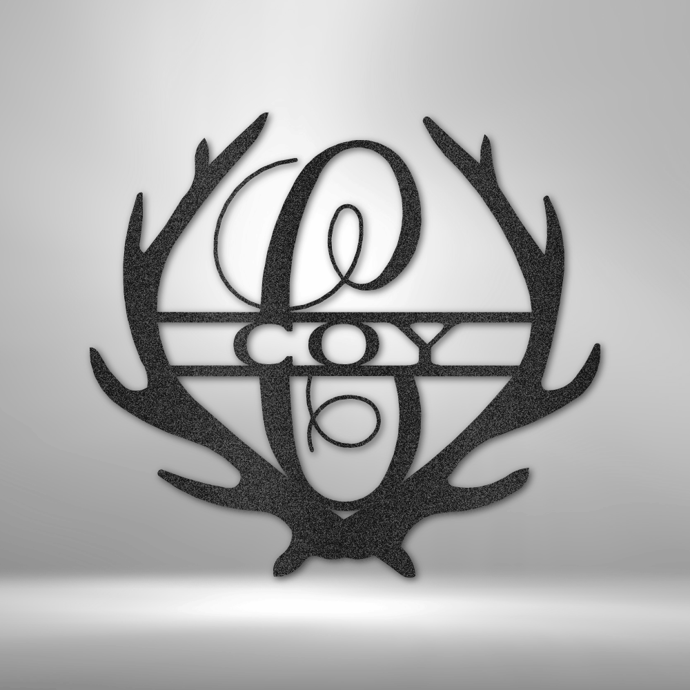 Antler Monogram Steel Sign personalized