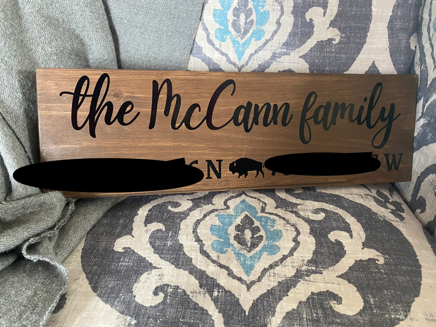 farmhouse coordinates family name sign