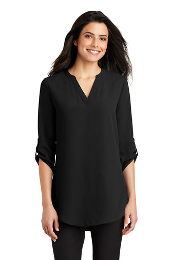 Ladies 3/4-Sleeve Tunic Blouse with logo XS to 4XL sizes available