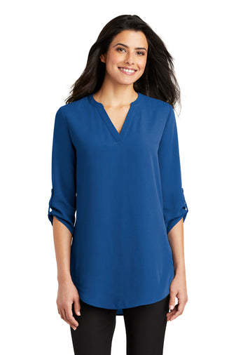 Ladies 3/4-Sleeve Tunic Blouse with logo XS to 4XL sizes available