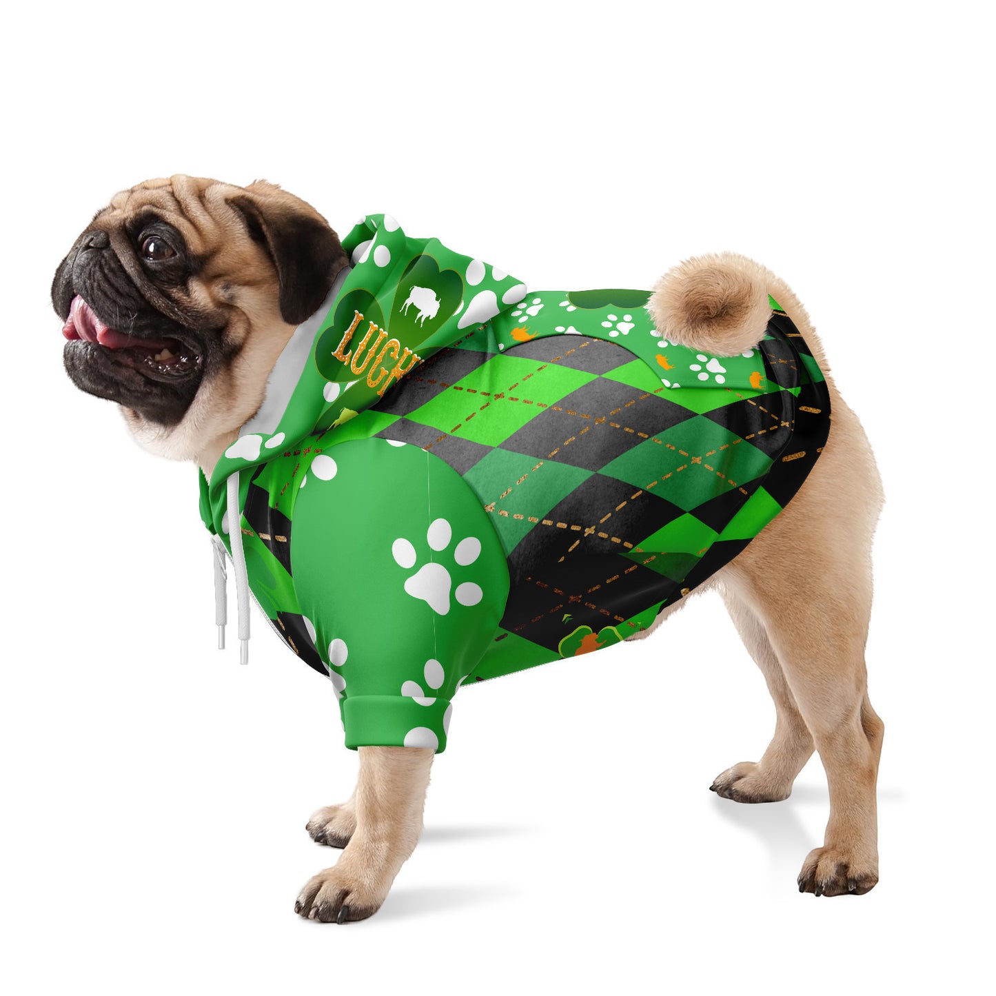 Pug in St Patricks day Hoodie