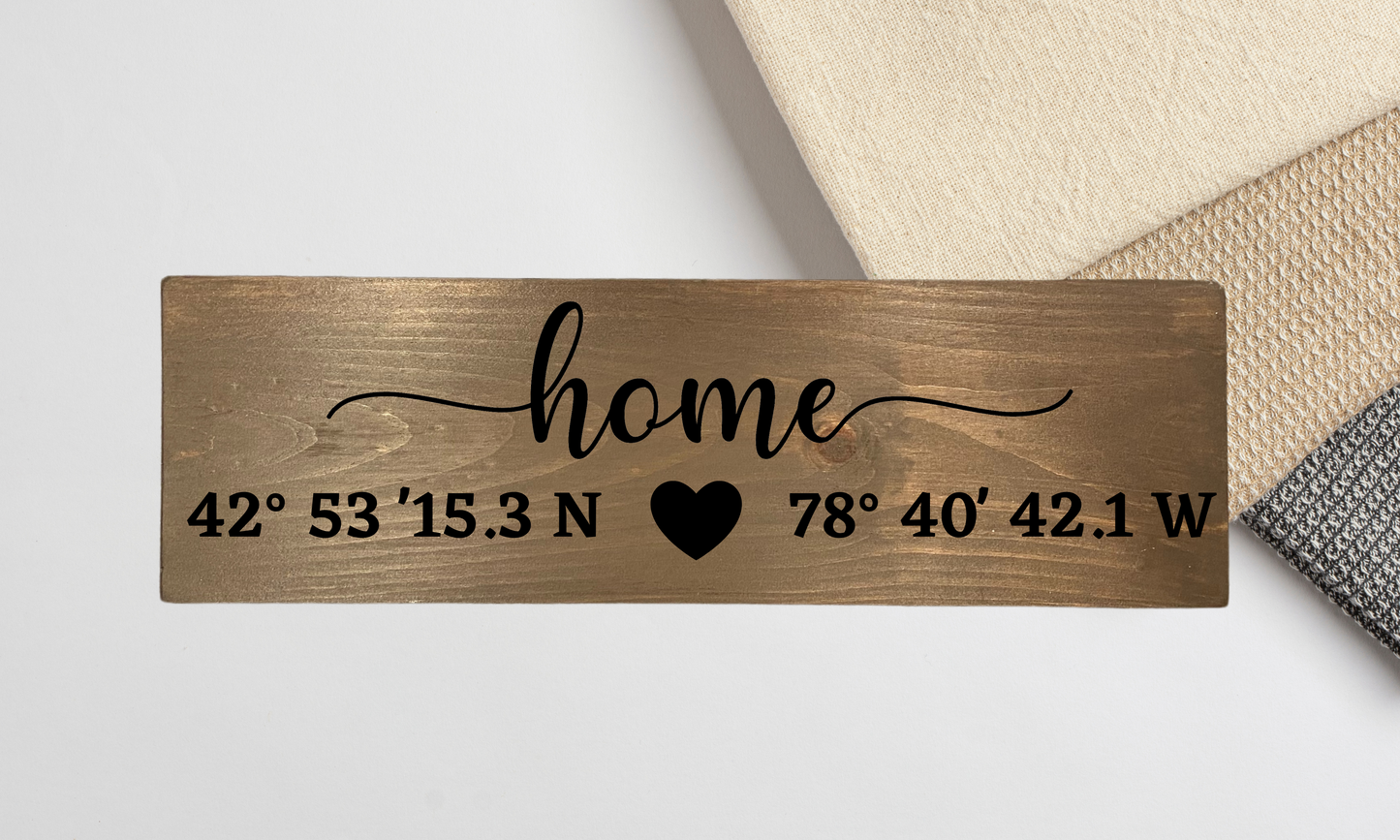 home sign coordinates sign with heart