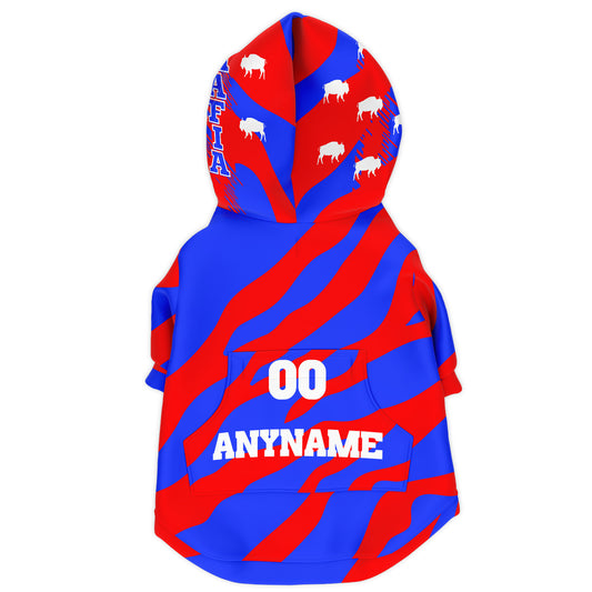 Personalized Dog hoodie red and blue striped sports