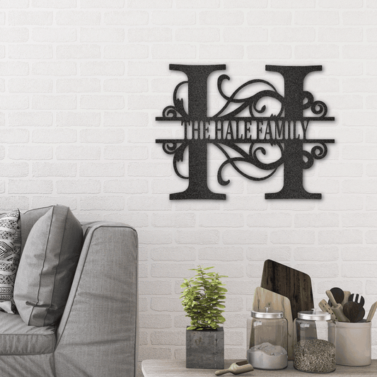 Personalized Split Letter Monogram - Steel Sign