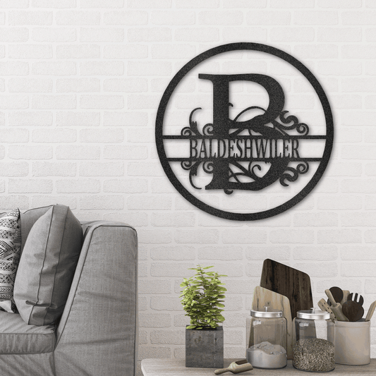 Split Circle Monogram - Steel Sign