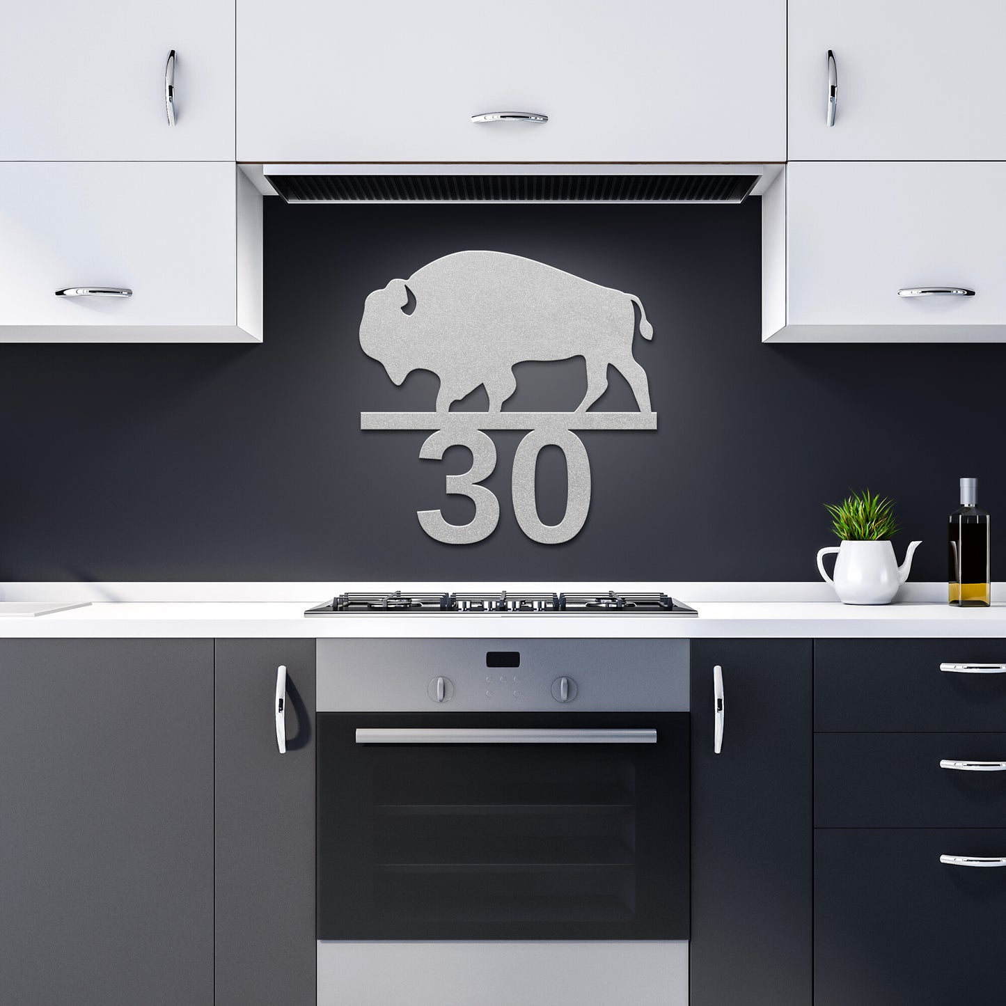 Buffalo address sign personalized with house number