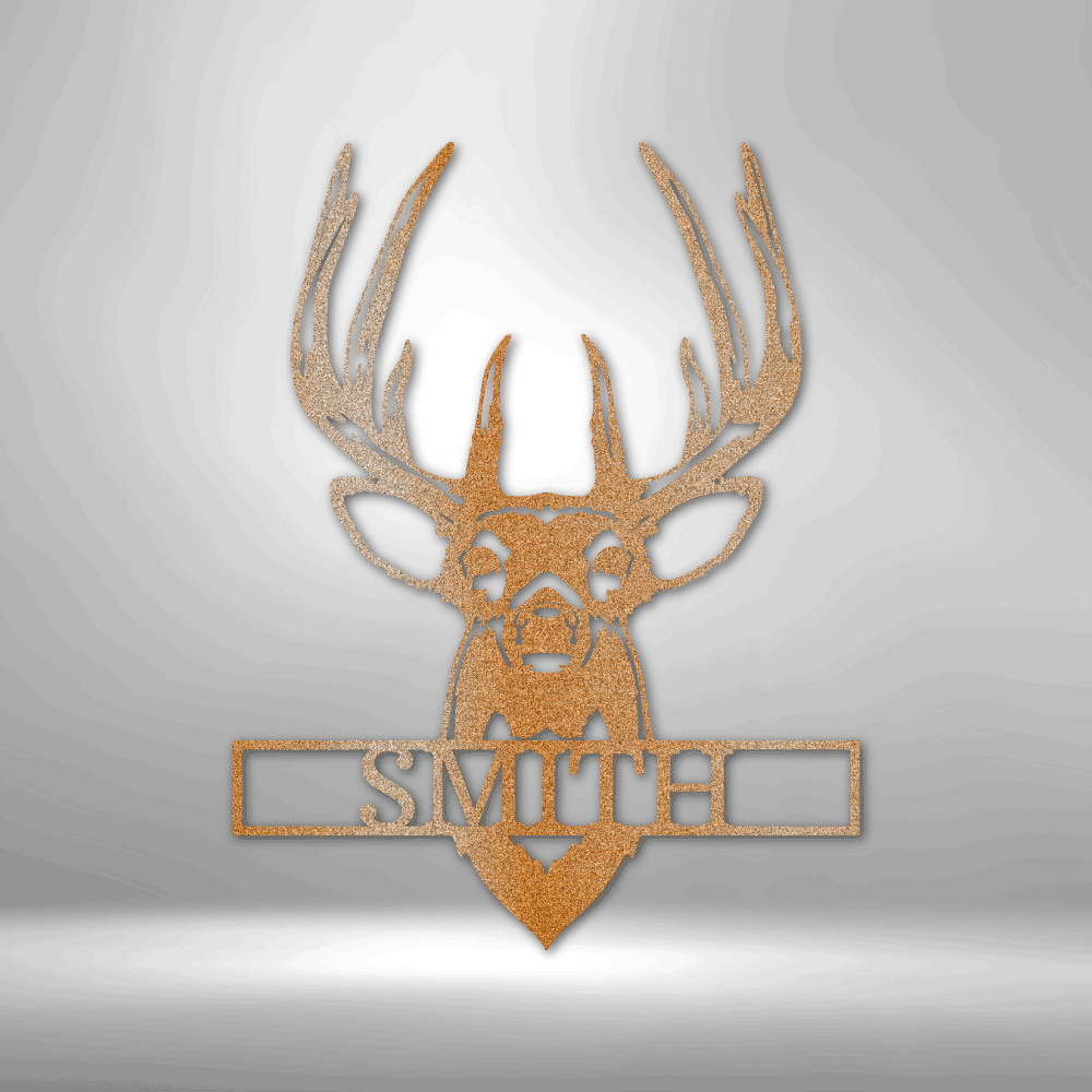 Custom Deer Buck Mount sign- Monogram - Steel Sign
