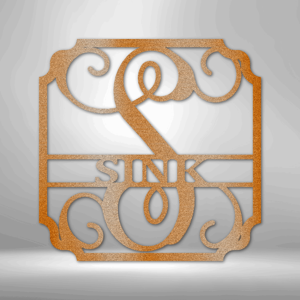 Classic Family Name monogram sign - Steel Sign