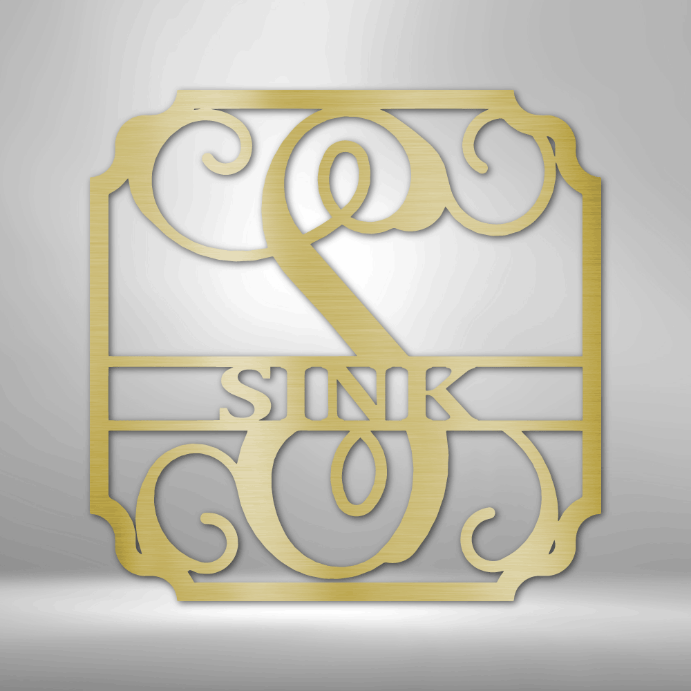 Classic Family Name monogram sign - Steel Sign