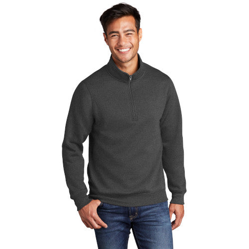 Men's Port & company Core fleece 1/4 zip pullover sweatshirt with left chest logo decoration