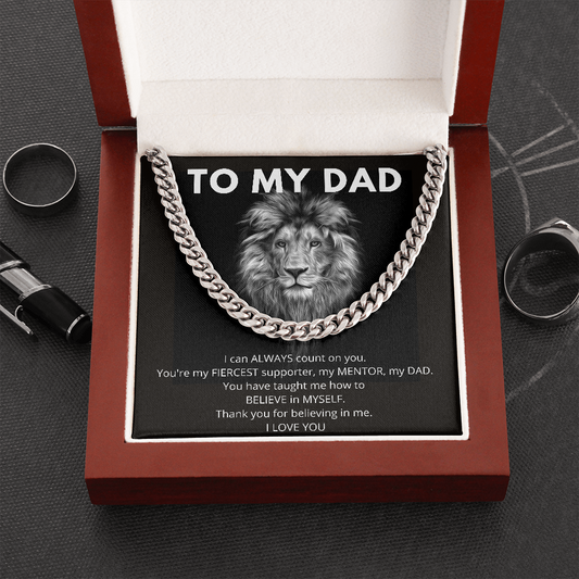DAD thank you for believing in me adjustable length Chain link necklace